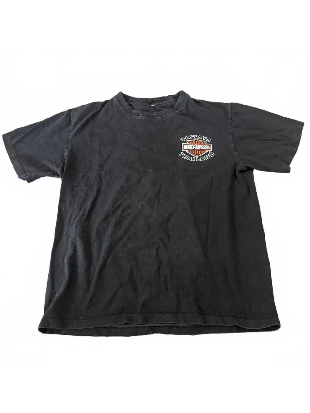 Harley Davidson Pattaya Thailand Black Graphic Tee Men’s Small Biker Shirt